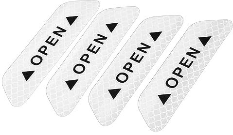 X AUTOHAUX 4pcs Car Door Reflective Sticker Open Warning Safety Sign White