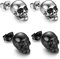 2 Paar Totenkopf Piercing Ohr Herren Ohrringe Schädel Ohrstecker Edelstahl Hip Hop Punk Jazz Ohr Schmuck Punk Edelstahl Ohrstecker Totenkopf Ohrringe Rock Ohrstecker für Männer Silber Schwarz