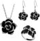 TOEECY Parure Bijoux Femme Fleur Rose Collier Boucles D'oreilles Bague Cristal Ensemble Bijouterie Élégant