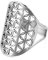 kkjoy Edelstahl Durchbrochener Ring mit Blume des Lebens verstellbar offener Fingerring Versprechenring Schmuck Geschenk für Frauen