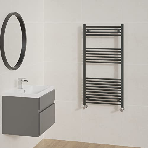 NRG Straight Anthracite Bathroom Heated Towel Rail Radiator Central Heating Ladder Rad Warmer 1200x600mm