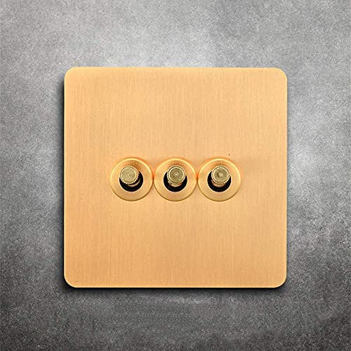 Plaque de bouton poussoir mural de finition, interrupteur à bascule interrupteur mural en laiton 1-4 Gang 2 voies simple interrupteur de lampe de commande double 86 type interrupteur rétro fabriqué à