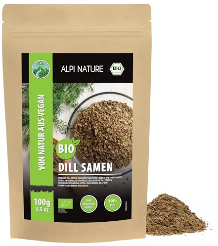 Alpi Nature Dillsamen ganz BIO 100g, Dill Samen ganz für Gewürzmischungen und Kräutertee, Einlegegewürz