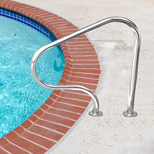 Barandilla de la piscina 31,5 x31,5 pulgadas, 304 de acero inoxidable de natación piscina barandilla con base de fácil montaje, piscina barandilla de la escalera para piscinas de interior/exterior