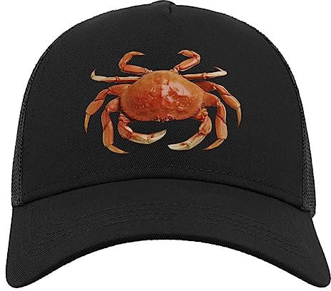 Crab Decapod Crustacean Halbmaschige Trucker-Cap-Baseballmütze aus Baumwolle Schwarz