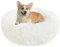 Hundebett Katzenbett Flauschig Rund aus Plüsch - Donut Kuscheliges Hundekissen Hundekorb Waschbar S/M/L/XL/XXL für Kleine, Mittelgroße und Große Hunde, Katzen und Andere Haustiere (L-60cm, Weiß)