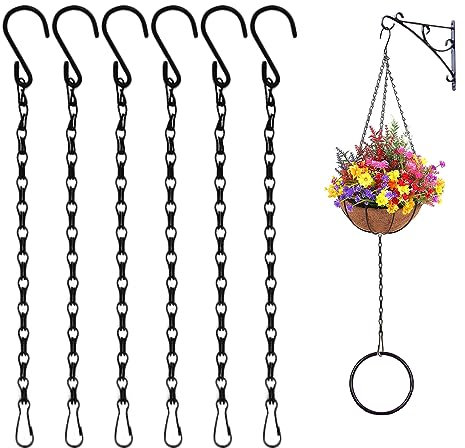 Trsnzul Chaîne de Suspension 6 Pièces Chaîne de Panier Suspendu avec Crochet et Clip Chaîne de Pot de Fleur Chainette Noire pour Suspension Chaînes de Suspendre Chaîne pour Jardiniere a Suspendre