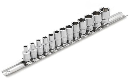 DAKCOS Juego de 13 Llaves de Vaso Hexagonales de 1/4 Pulgada, métricas de 4-14mm 25mm Largo, CR-V