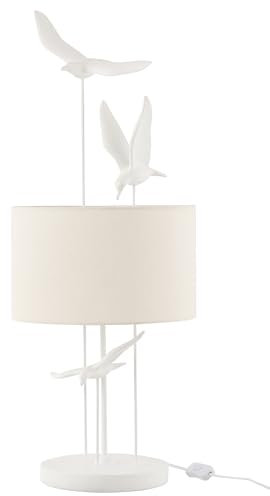 J-Line Schöne Tischlampe Vögel Poly Weiß Beige Höhe 79 cm