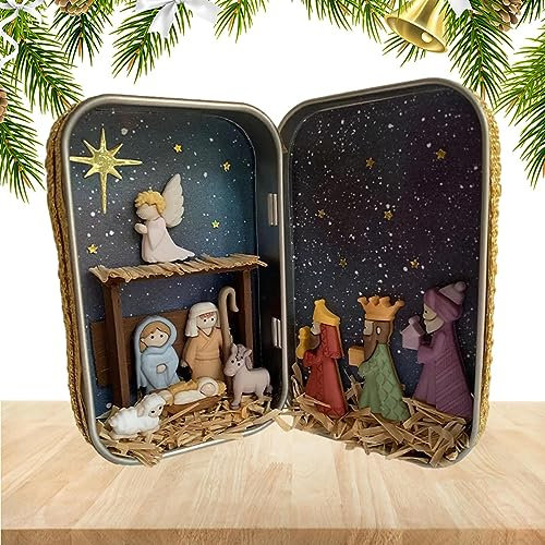 Zankie Weihnachtskrippen-Set – Krippen-Tischstück-Set, Krippen-Krippen-Sets, Figuren, Weihnachtskrippen-Set | Krippensets für Weihnachten im Innenbereich