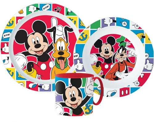 Goofy Geschirrset Mickey Pluto Besteck Set Frühstücks Kinder Disney Kindergarten