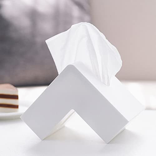 Wnvivi Taschentuchbox aus Kunststoff, modern, minimalistisch, rechtwinklig, einzigartiger Kosmetiktuchspender für Zuhause, Restaurant (weiß)