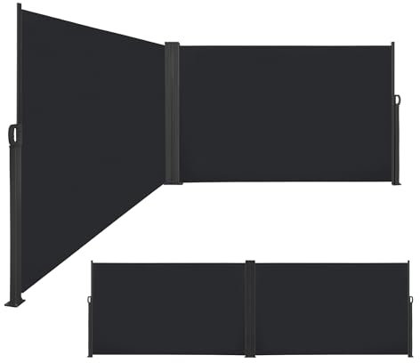 XINZI Store latéral extensible en aluminium - Double face - Avec fonction rétractable automatique - Protection solaire - Brise-vue - Pour balcon, terrasse, jardin, anthracite