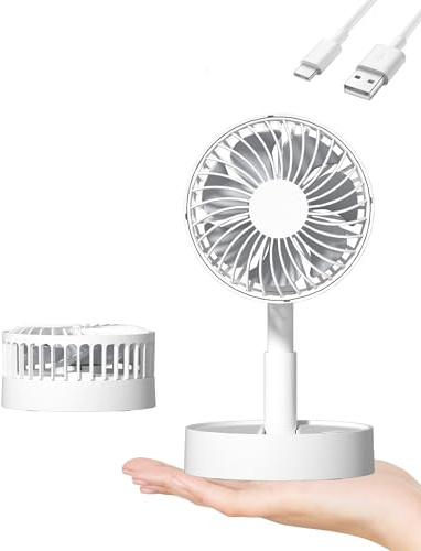 KASYDoFF Mini Fan, 4 Inch USB Portable Handheld Fan, Small Desk Fans with 3 Speed Settings, Battery Rechargeable Cooling Fans for Bedroom, Home and Outdoor