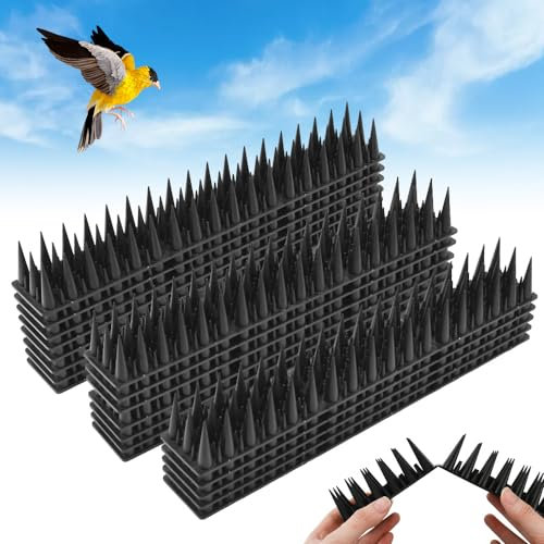 QINERSAW 20 Piezas Repelente de Palomas de Plástico 6 Metros Repelente de Palomas de Plástico Negro Diseño de Doble Pin Picos para Palomas Gorriones Golondrinas Repelente de Palomas