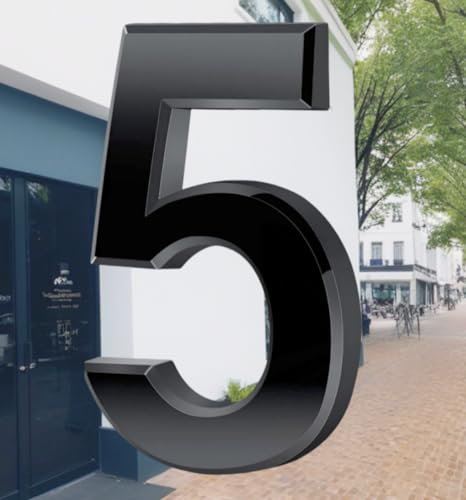 Sinxioer Hausnummer,4 Zoll Hausnummern, Never rust hausnummernschild,Premium Qualität,3D Effekt Hausnummern,Perfect little number for the door with no drilling.(5)