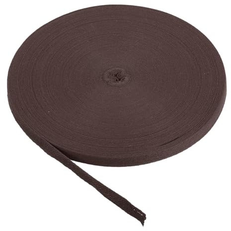 PATIKIL Baumwollband Baumwolle Gurtband 10mm x 45m, Schrägband Baumwoll Nahtband Köperband Saumband Einfassband Stoffband Webband zum Nähen für DIY Basteln Stricken, Rötlich-Braun