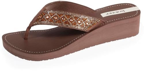 Isotoner Tongs femme à talon de 4 cm, ultra confortables, 37 EU, marron