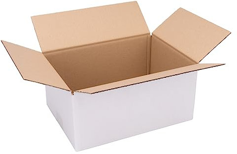 verpacking Faltkartons 300 x 215 x 140 mm Weiß (Außenmaß 305 x 220 x 150 mm) KK 30 1-wellig Versandkarton für mittelgroße Waren DHL Päckchen M DPD S GLS S Kartons (100 Stück)