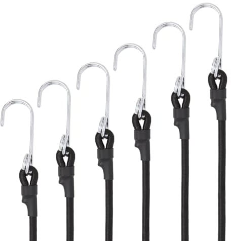 Tendeurs Elastique avec Crochets,Pack de 6 Tendeur Elastique Sandow Elastique 100CM Corde Elastique 8mm Tendeur pour Velo Bache Piscine Tente Camping Noir.