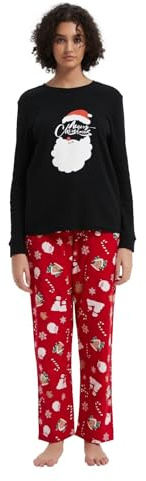 GLOBAL Pigiama Donna FlanellaDonna Pigiami Cotone Maniche Lunghe Pigiami Due Pezzi da Donna Pjs Confortevole Sleepwear Caldo Morbido
