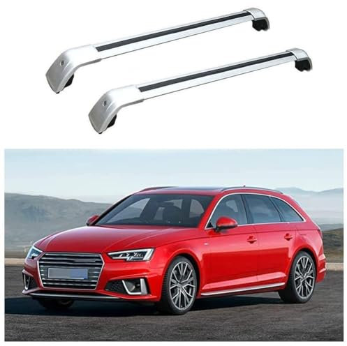 JUNYEW Dachgepäckträger Dachträger für Audi A4 Avant (8K5, B8) 2009 2010 2011-2015 -Aluminium (2 Stücke) Integrierte Dachreling Tragkraft 75 Kg Vormontiert Inklusive Schloss,O