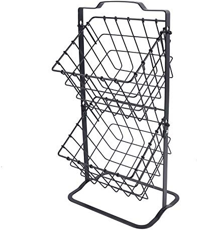 HUSPOO Hängekorb Obst, 2 Etagen Obstkorb Hängend Verstellbar, Abnehmbar Metall Schwarz Gemüse Korb zum Hängen zur Obst Aufbewahrung Hängender Obstkorb (2 Etagen)