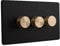 Dowsing & Reynolds Triple LED Dimmer Light Switch 3 gang 2 way 5-150W Matt Black with Brass Knobs