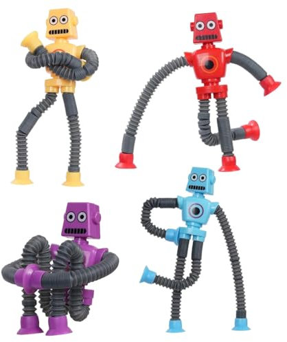 YEAPEAK Robot De Juguete Telescópico Con Ventosa - 4 Piezas, Succión De Juguete para Niños, Descompresión para Niños y Adultos
