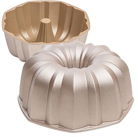 Erreke Gugelhupfform, Professionelle Qualität Kuchenform, Gugelhupf Backform, Sehr Widerstandsfähig, Doppelte Antihaftschicht, 2 Liter Kugelhupf Backform 24cm, Roségoldene Farbe, Flow.