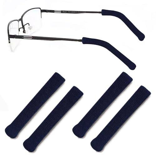 2 Paare Brillen Ohrenkissen Pads Anti Rutsch Brille Ohrhaken Brillenband für Lesebrillen,Universal-Ohrbügel Haken,Brillenhalter Antirutsch Brillenbügel für Sonnenbrillen,Gestrickte(Tiefblau)