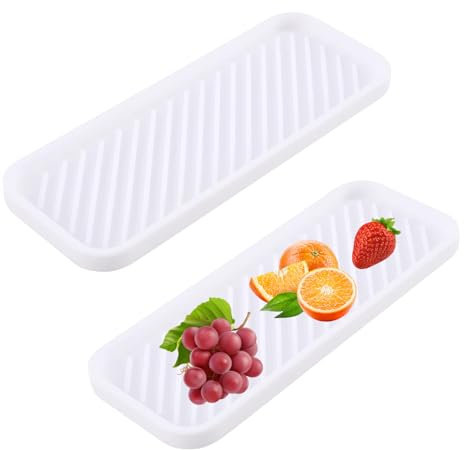 2 PCS Silicone Organizer Tray, Sink Tray for Kitchen Soap and Sponge Holder for Kitchen Sink, Bathroom Tray Silicone Kitchen Sink Accessories Bathroom Tray Organiser Soap Dishes Drying Mat for Kitchen