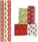 ANGIX 4 x 8M Christmas Wrapping Paper Roll - Traditional Santa Gift Wrapping Paper for Xmas, Festive Season