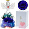 skelo Ewige Rose im Engel Figur Geschenke für Mama, Geburtstagsgeschenk für Frauen Infinity Rosen Ewige Blume in Engel Glaskuppel mit LED Licht, Weihnachten für Freundin Oma Mutter Geburtstag, Blau