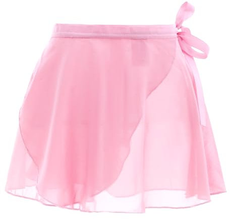 Ballettrock Rosa Wickelrock Tanzrock Mädchen Schnür Ballett Wickelrock Fließender Chiffon Tutu Rock für Kleinkinder Teenager Mädchen Ballett Rock Gymnastik Damen