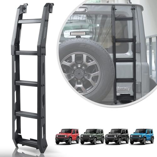 Archaic Scaletta per portellone posteriore per Suzuki Jimny Sierra JB64 JB74 2019-2024, scaletta per cross country per Jimny gl, scaletta posteriore integrata, nera
