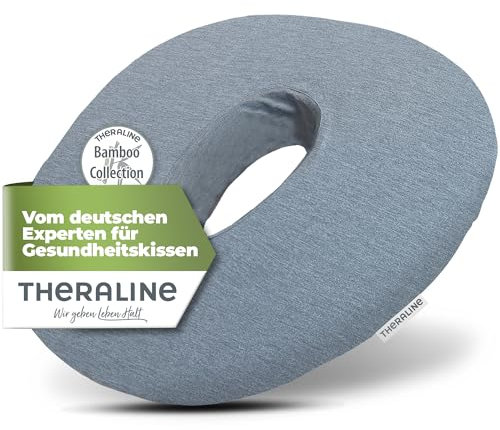 Theraline Ergonomischer Sitzring zur Steißbein Entlastung, Sitzring nach OP, Geburt oder als Hämorrhoiden Sitzkissen, orthopädisches Donut Kissen (Blau-grau Melange)