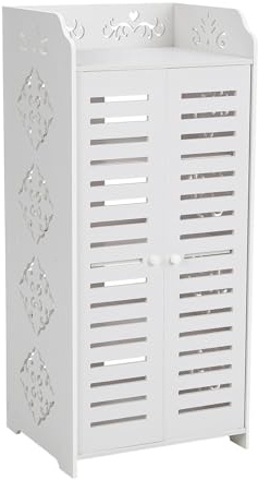 5 Tiers Shoe Storage Cabinet White with 2 Doors, Shoe Rack Slots for Bedroom Home Anti-rust Waterproof