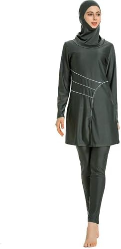 SUYUKU Muslimischer Badeanzug für Damen 3-teilige Muslimische Bademode Hijab Anzug Frauen islamischer Badeanzug Langarm Schwimmen Burkini Kostüm UV-Schutz Bademode Anzug S - 6XL
