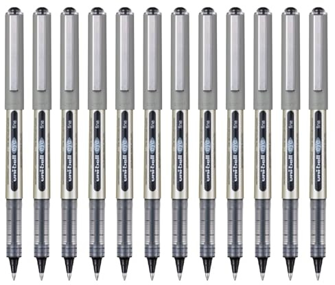 uni-ball Eye Fine Nib Rollerball Pens, 0.7 mm, Black (12-Pack) | Smooth, Consistent Writing, Comfortable Grip, Fade Resistant Super Ink, Ideal for School & Office Use