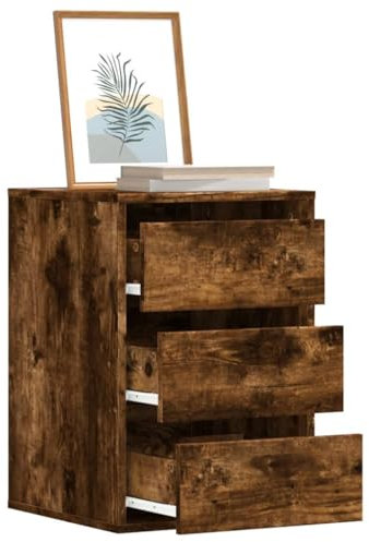 Lauuoeriau Furniture Item Home Eckkommode aus geräucherter Eiche, 40 x 41 x 58 cm, Holz-Möbel