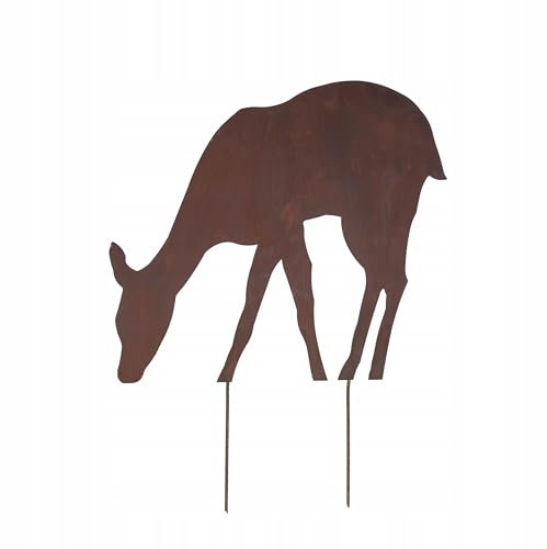 Kapaga - Gartenfigur aus Rost auf Einschlagbeinen - Metall Tierfigur - Edelrost Dekofigur - Tier Figur - Dekoration Gartendeko - Gartendekoration (REH - Höhe 77 cm)