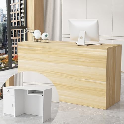 Moderner Empfangstheke für Registrierkasse und Einzelhandel, einfach zu montieren, für Salon, Lobby, Büro (Grau, 1,80 cm)