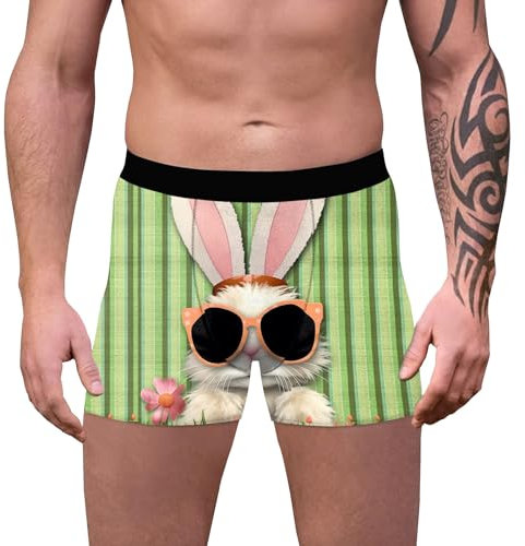 WAZHAKU Boxershorts Herren Osterhasen-Serie Unterwäsche Männer Ostern Unterhosen Slim Fit Shorts Weich Und Dehnbar Höschen Atmungsaktiv Den Alltag Underwear Lustige Mode Unterwäsche