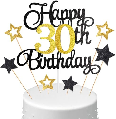 Anlgdi Tortendeko 30. Geburtstag Mann, Kuchen Topper 30. Geburtstag Frau, Cake Topper Happy 30th Birthday, Glitzer Cake Topper 30. Jahr Torte Kuchen Deko für Geburstagstorte Deko 30. Männer Frauen