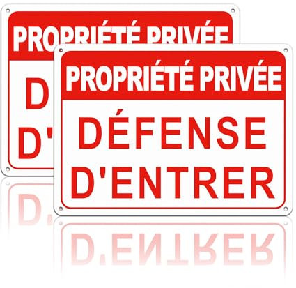 TAKULA 25 * 18CM Panneau Propriété Privée Défense D'entrer, Panneaux Propriétés Privées, 2 Pièces Panneaux D'extérieur en Métal Imperméables et Antirouille