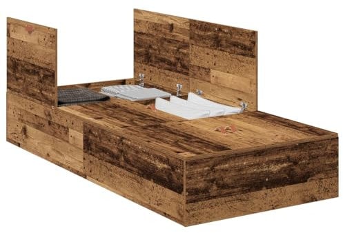 vidaXL Rustikales Bettgestell mit Schubladen | Massivholz für 100 x 200 cm Matratze | Wetterfeste Oberfläche | Perfe kt für Schlafzimmer | Holz Einzelbett modern, stilvoll, die Schlaflösung mit