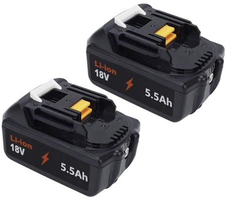 ZFCHUNT 2× 18 V 5.5 Ah / 5500 mAh Li‑Ion High‑Performance Battery for Makita BL1860B, BL1850B, BL1840, BL1830, BL1820, BL1815 – Compatible with 18 V Makita Tools