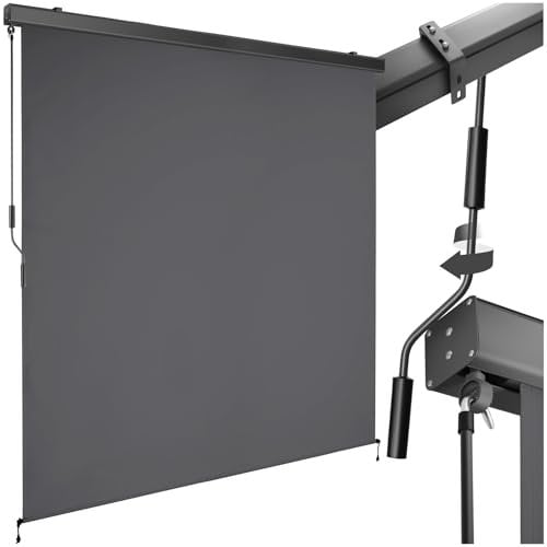 TecTake® toldo Vertical Exterior Enrollable con manivela, Soporte toldo, Toldos Exterior Terraza y balcón, protección Solar y Cortavientos, Tela toldo Balcon Resistente - 180 x 250 cm Negro