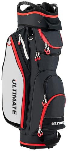 FANTASK leichtgewichtiger Golfwagen-Tasche, Schwarze Golfwagen-Tasche mit Regenschutz & 14 Fächern, Golfwagen-Tasche mit 8 Taschen auch zur Verwendung auf Golf-Trolley und Golfwagen.